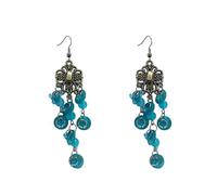 Boho Shell Disc Chandelier Drop Earrings for Women Vintage Handmade Crystal Acrylic Ball Bead Tassel Charms Statement Dangle Earring Lightweight Bohemian Ethnic Anniversary Christmas Jewelry, M, Metal