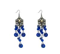 Boho Shell Disc Chandelier Drop Earrings for Women Vintage Handmade Crystal Acrylic Ball Bead Tassel Charms Statement Dangle Earring Lightweight Bohemian Ethnic Anniversary Christmas Jewelry, M, Metal