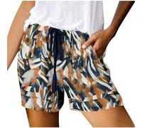 Boho Shorts Women for UK Summer Casual Striped with Drawstring Pockets High Waist Oversized Legging Fashion Breathable Comfortable Loungewear Cycling Shorts Ladies Swim Shorts Size S-5XL