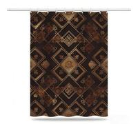 Boho Shower Curtains for Bathroom 240x200cm, Long Waterproof Bath Curtain, Polyester Fabric Window Drapes with 12 Hooks, Weighted Hem Showering Panel, Bathroom Decor, Brown Curtains 96x80inch,Model690