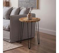 Boho Side Table - Small Round with Hairpin Legs - Mango Wood