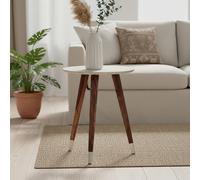 Boho Side Table - White Carved - Round