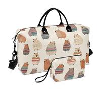 Boho Simple Style Capybara Rustic Overnight Travel Duffel Bag Weekend Bag Gym Carry on Duffel Bags with Toiletry Bag for Trekking Foldable Bolsa para en Avion