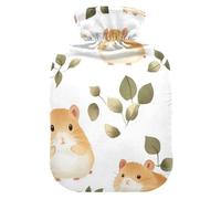 Boho Simple Style Hamster Cute hot Water Bottle with Soft Cover, 2L Water Bags for Tummy Warmer, Arthritis, Bolsa para agua Caliente