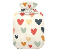 Boho Simple Style Hearts hot Bottle Water Bag with Soft Cover, 1L hot Compress for Hand Feet Warmer,Hand Feet Warmer,Bolsa Caliente para Dolores musculares