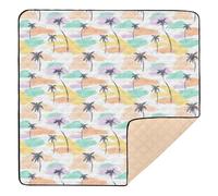 Boho Simple Style Island Coconut Tree Cute Foldable Baby Activity Play Mat for Indoor Outdoor Water Resistant Baby Kick Crawling Mat for Babies Infants Toddlers, 50'' x 50''