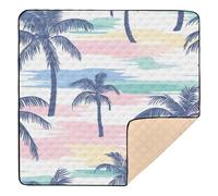 Boho Simple Style Island Coconut Tree Large Stylish Baby Play Mat for Floor Lightweight Tummy Time & Crawling Mat for Babies Infants Toddlers, 50'' x 50''