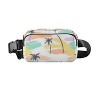 Boho Simple Style Island Coconut Trerendy Fanny Pack Waist Bag for Women Men Water Resistant Crossbody Passport Bag with Adjustable Strap for Travel Vacation Running