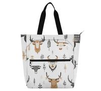 Boho Simple Style West Highlander Cow Book Tote Bag for Boys Girls Adults, Gothic Lightweight Handbags Grocery Beach Bag with Zipper Pockets for School Shopping Beach Rainbow school
