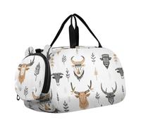 Boho Simple Style West Highlander Cow Gym Duffel Bag with Shoes Compartment Multifunctional Carry On Bag for Boys and Girls