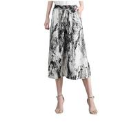 Boho Skirt Women's Midi Skirt Trousers, Trouser Skirt Large Size Knee-Length Trousers Bohemian Wrap Skirt for Women High Waist Casual Skirt Flowers Autumn Skirt Summer Skirt Elegant Sexy Outfit, gray,