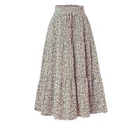 Boho Skirts for Women UK Cotton Skirts for Women UK Comfy Elastic High Waisted Vacation A Line Swing Long Elegante Summer Long A Line White UK