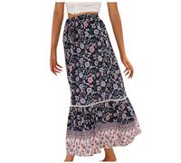 Boho Skirts for Women UK Long Summer Skirts Ladies Midi Maxi A Line Floral Print Elasticated Waist Flared Swing for Beaches Club Streetwear