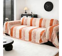 Boho Sofa Cover for 2 3 4 Seater, Chenille AB Sided Slipcover for Corner Sofa, All-Season Protection Couch Cover for Dogs Washable Sectional Couch Covers L Shape Furniture Protector (180 X 380 cm)