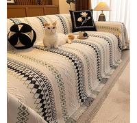 Boho Sofa Cover, Reversible Chenille Pet-friendly Sofa Cover With Tassel, Machine Wash, Scratch-resistant, Geometric Pattern Modern Slipcover green 180x260cm/70.9x102.4in