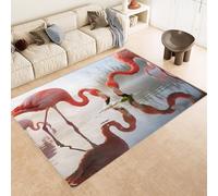 Boho Soft Bedroom Rug Flamingo Pink, Washable Area Rug Animals Flowers, Non-shedding Non-slip, Short Pile Floor Carpet for Kitchen Office Bathroom Kids Nursery Room 120x180cm