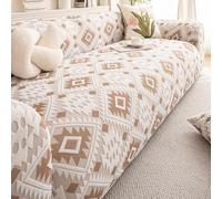 Boho Soft Cotton Fleece Sofa Cover, Geometric Pattern Pet-friendly Sofa Cover, Machine Wash, Scratch-resistant Full-coverage Furniture Protector brown 90x140cm/35.4x55.1in