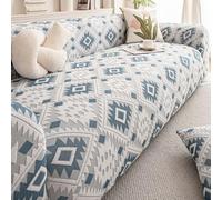 Boho Soft Cotton Fleece Sofa Cover, Geometric Pattern Pet-friendly Sofa Cover, Machine Wash, Scratch-resistant Full-coverage Furniture Protector blue 90x140cm/35.4x55.1in