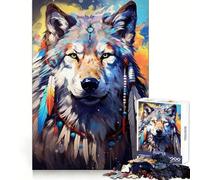 Boho Spiritual Wolf 1000 Piece Jigsaw Puzzle for Teenagers Intellect Fun Mindful Escape Exact Edges Birthday Present (50X75CM)