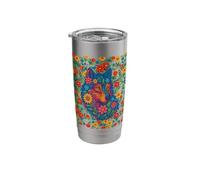 Boho Spring Floral Wolf Botanical Pattern Cottagecore Art Stainless Steel Insulated Tumbler
