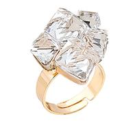 Boho Square Crystal Statement Ring for Women Girls Gold-Toned Adjustable Expandable Promise Engagement Geometric Rings Comfort Fit Elegant Art Deco Birthday Christmas Cocktail Party Y2K Jewelry, Metal