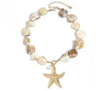 Boho Starfish Necklace Conch Pearl Seashell Choker Necklaces Chunky Layered Summer Ocean Jewelry, Resin, No Gemstone