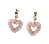 Boho Statement Hollow Heart Dangle Earrings Y2K Colorful Beaded Personalized Vintage Earring Festival Accessories Vacation Jewelry for Women And Girls Pink