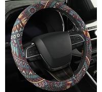 Boho Steering Wheel Cover,Baja Style Saddle Blanket Cloth Flax,Anti-Slip, Fit Most Cars Sedan SUV Vans (08, Standard Size [14.5"-15"])