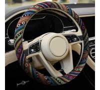 Boho Steering Wheel Cover, Ethnic Style Car Protector, Anti-Slip Flax Cloth Universal Fits 14.5-15 Inch, Interior Accessories(B Style) Protect the steering wheel
