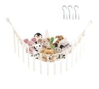 Boho Stuffed Animals Storage Net, Cuddly Toys Corner Hammock Organiser, Teddy Hammock, Stuffed Toy Mesh Holder, Plush Toy Mesh Net with Hooks, Hanging Macrame Net for Teddies Kids Room
