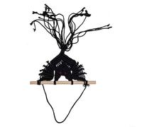 Boho Style Bat Pattern Macrame Wall Hanging, Handmade Cotton Rope Tapestry For Living Room, Table, Fireplace, And Halloween Decoration(This is the figure black short)