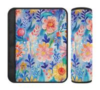 Boho Style Colorful Bloom 2 pcs car seat Belt Shoulder pad Stop seat Belt Cutting into Neck for Backpack forro para cinturon de seguridad