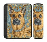 Boho Style Flower Dog 2 pcs car seat Cover pad Stop seat Belt Cutting into Neck for Van Protector para cinturón de carro