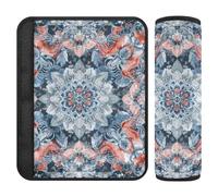 Boho Style Flower Floral Blue Royal 2 pcs Shoulder Strap pad Protects Your Neck and Shoulders for Airplane forro para cinturon de segurida