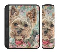 Boho Style Flower Floral Cute Dog 2 Pack seat Belt Cover pad Protects Your Neck and Shoulders for Airplane funda para cinturón de carro