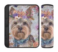 Boho Style Flower Floral Cute Dog 2 pcs car seat Shoulder pad Release Stress to Your Neck and Shoulders for Van funda para cinturón de carro