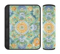Boho Style Flower Floral Fresh Spring Green 2 pcs car seat Neck Strap Covers More Comfort Driving for Sedan funda para cinturón de carro