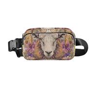 Boho Style Flower Floral Goat Cute Waist Bag Fanny Pack for Men Women Multipurpose Chest Bag Belt Bag with Adjustable Strap for Travel Gym Work