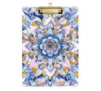 Boho Style Flower Floral Golden Purple Acrylic Medical Pocket clipboard Standard Letter A4 Size Plastic for Nursing Student Trade Quest Gold 12x9in Tablas para escribir