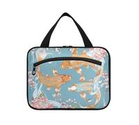 Boho Style Flower Floral Goldfish Hanging Make up Bag for Women with Hook, Designer Necessities Bag for toiletries for Women Must Haves Gym Bolsa para maquillaje L