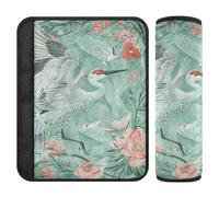 Boho Style Flower Floral Green Crane 2 Pack seat Belt Padding Shoulder Strap Protects Your Neck and Shoulders for Backpack Protector para cinturón de carro