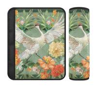 Boho Style Flower Floral Green Crane 2 pcs car seat Strap Cover Release Stress to Your Neck and Shoulders for Van funda para cinturón de carro