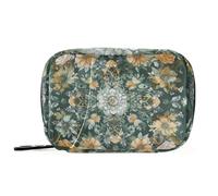 Boho Style Flower Floral Green Medicine Bags with Detachable Compartments Convenient Travel Pill case