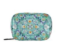 Boho Style Flower Floral Green Orange Travel Bag with Detachable Compartments Convenient Pill case Travel