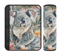 Boho Style Flower Floral Peach Koala 2 pcs Seatbelt Shoulder pad Release Stress to Your Neck and Shoulders for Truck forro para cinturon de seguridad