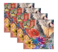 Boho Style Flower Floral Peach Koala decorative kitchen cloth napkins design dinner napkins reusable 20 x 20in set of 4 servilletas de tela para fiestas