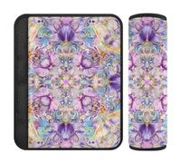 Boho Style Flower Floral Purple 2 Pack car Seatbelt Cushion Release Stress to Your Neck and Shoulders for Airplane funda para cinturón de carro