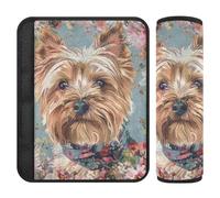 Boho Style Flower Floral Red Cute Dog 2 Pack Shoulder Pads for seat Belt More Comfort Driving for Sedan forro para cinturon de seguridad