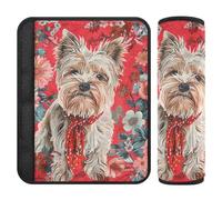 Boho Style Flower Floral Red Cute Dog 2 Pack Shoulder Strap Padding Protects Your Neck and Shoulders for Bag forro para cinturon de seguridad