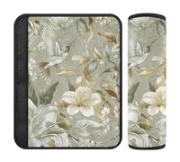Boho Style Flower Floral Royal Green 2 pcs Seatbelt Cover Stop seat Belt Cutting into Neck for Sedan funda para cinturón de carro